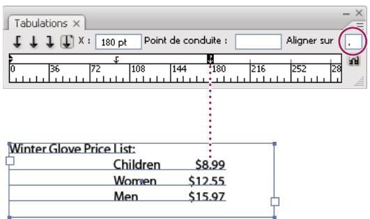 ADOBE INDESIGN CS3 - Spécifier des caractères pour les tabulations décimales - 1