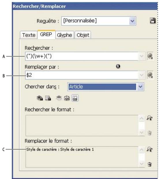 ADOBE INDESIGN CS3 - Exemple 1 : recherche de texte entre guillemets - 1