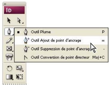 ADOBE INDESIGN CS3 - Pour afficher et selectionner un outil masqué - 1