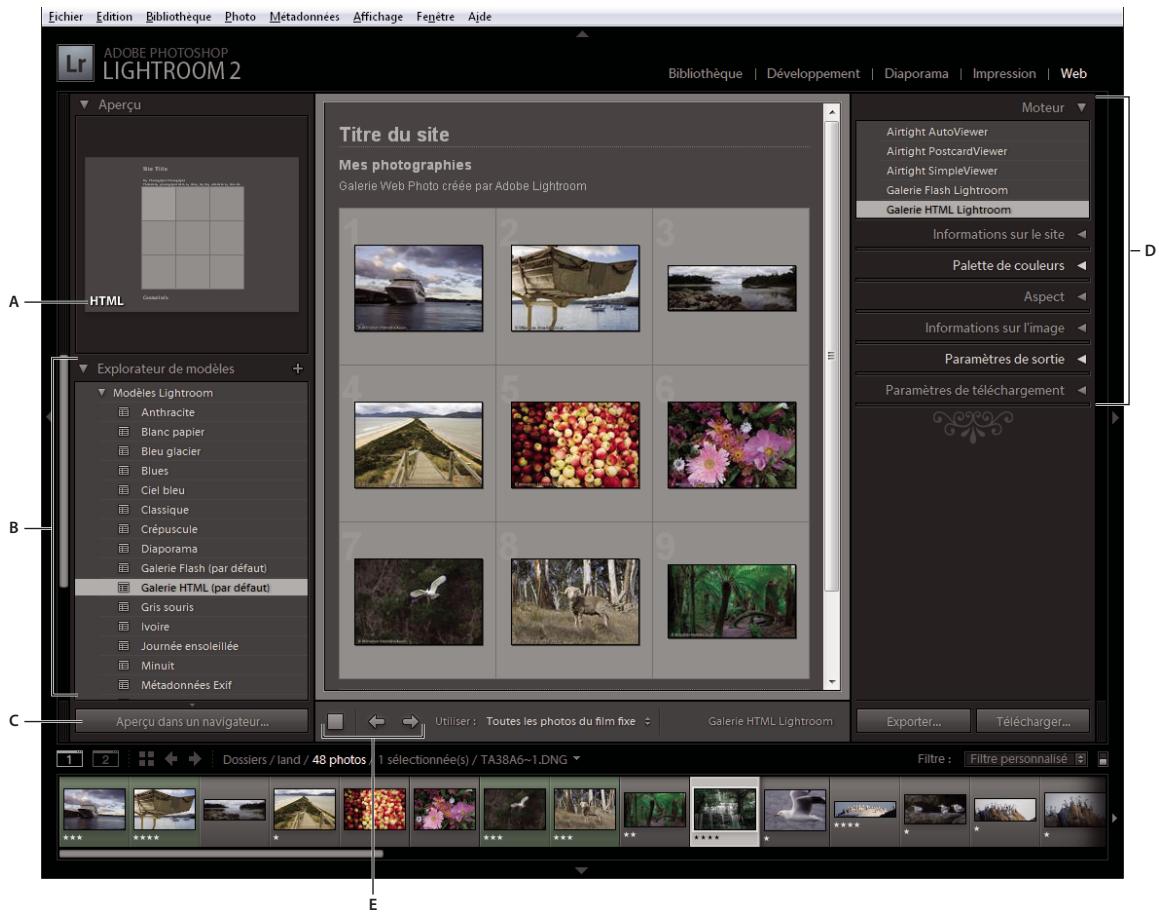ADOBE LIGHTROOM 2 - Outils et panneaux du module Web - 1
