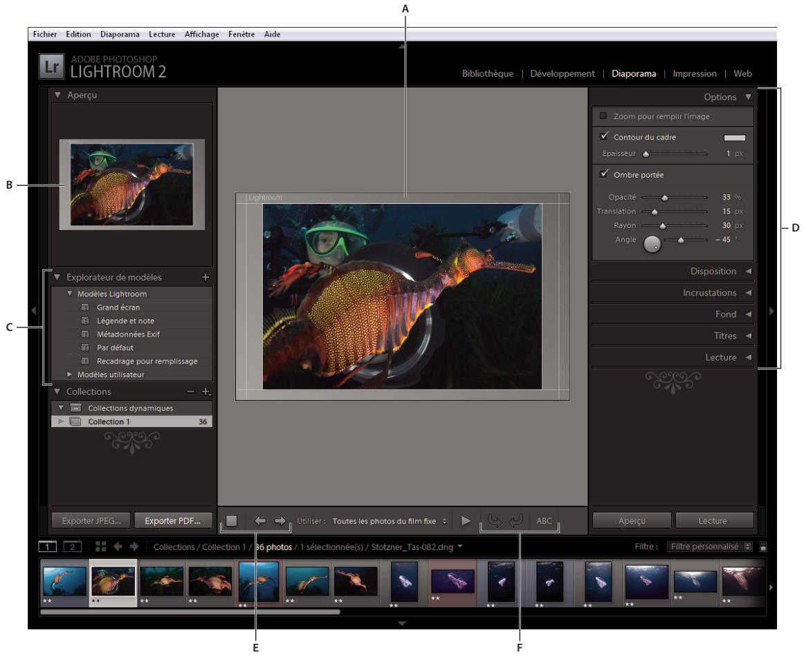 ADOBE LIGHTROOM 2 - Outils et panneaux du module Diaporama - 1