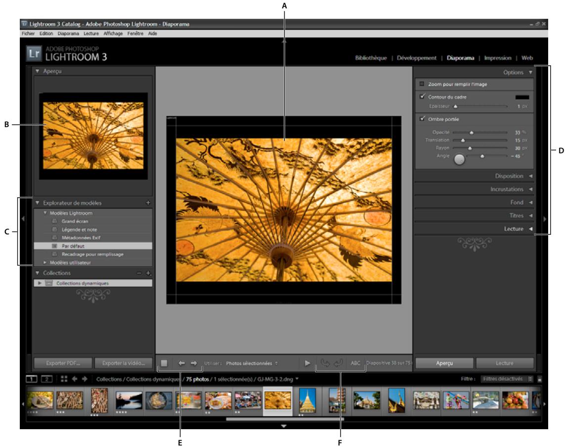ADOBE LIGHTROOM 3 - Outils et panneaux du module Diaporama - 1