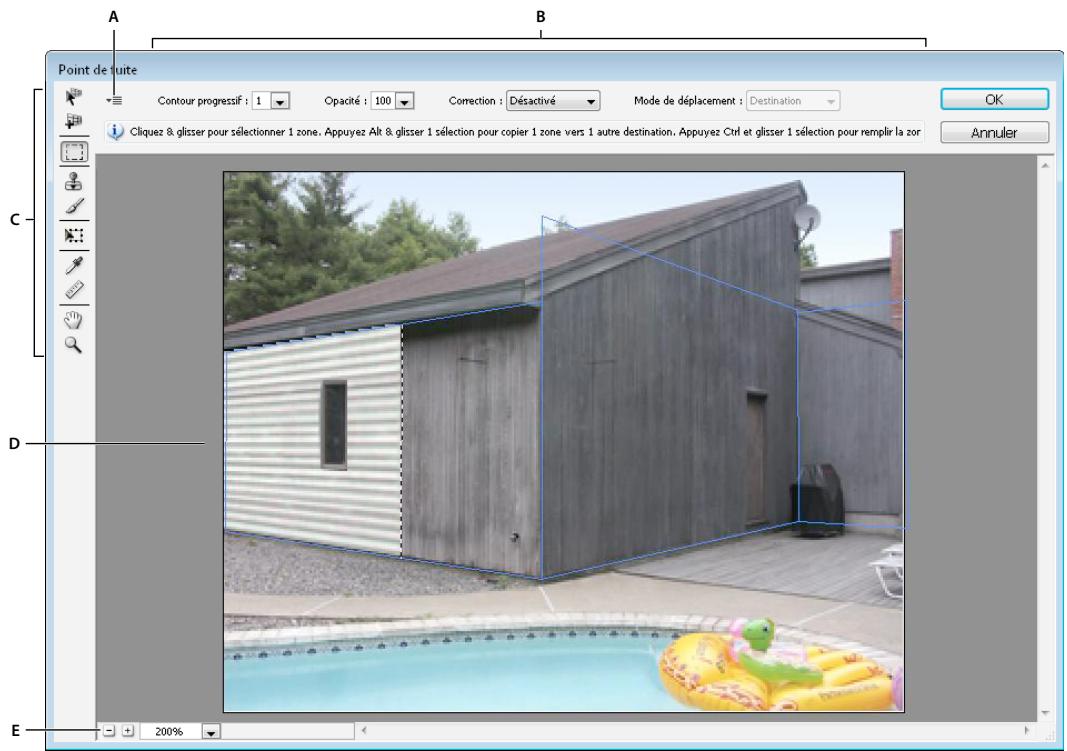 ADOBE PHOTOSHOP CS5 - Présentation de la boîte de dialogue Point de fuite - 1