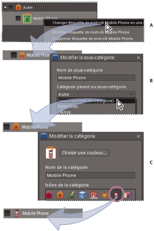 ADOBE PHOTOSHOP ELEMENTS 7.0 - Modification d'une catégorie ou sous-catégorie d'étiquettes - 2