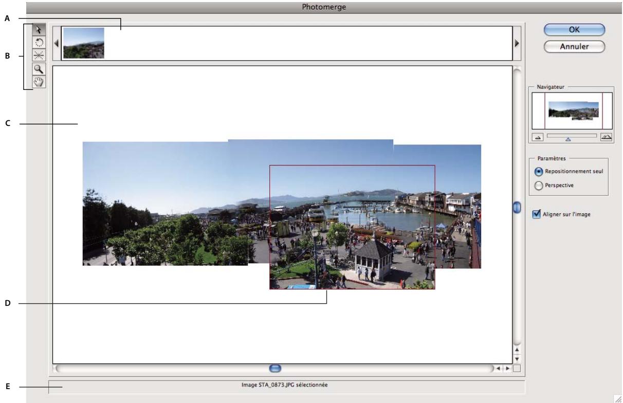 ADOBE PHOTOSHOP ELEMENTS 8 MAC - Utilisation de la boîte de dialogue Photomerge - 1