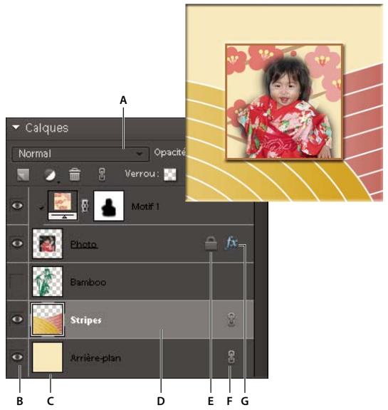 ADOBE PHOTOSHOP ELEMENTS 8 MAC - A propos du panneau Calques - 1