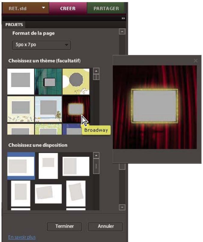 ADOBE PHOTOSHOP ELEMENTS 8 MAC - Utilisation de la boîte de dialogue de projets photo - 1