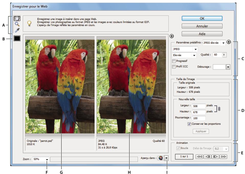 ADOBE PHOTOSHOP ELEMENTS 9 - Utilisation de la boîte de dialogue enregistrer pour le web - 1