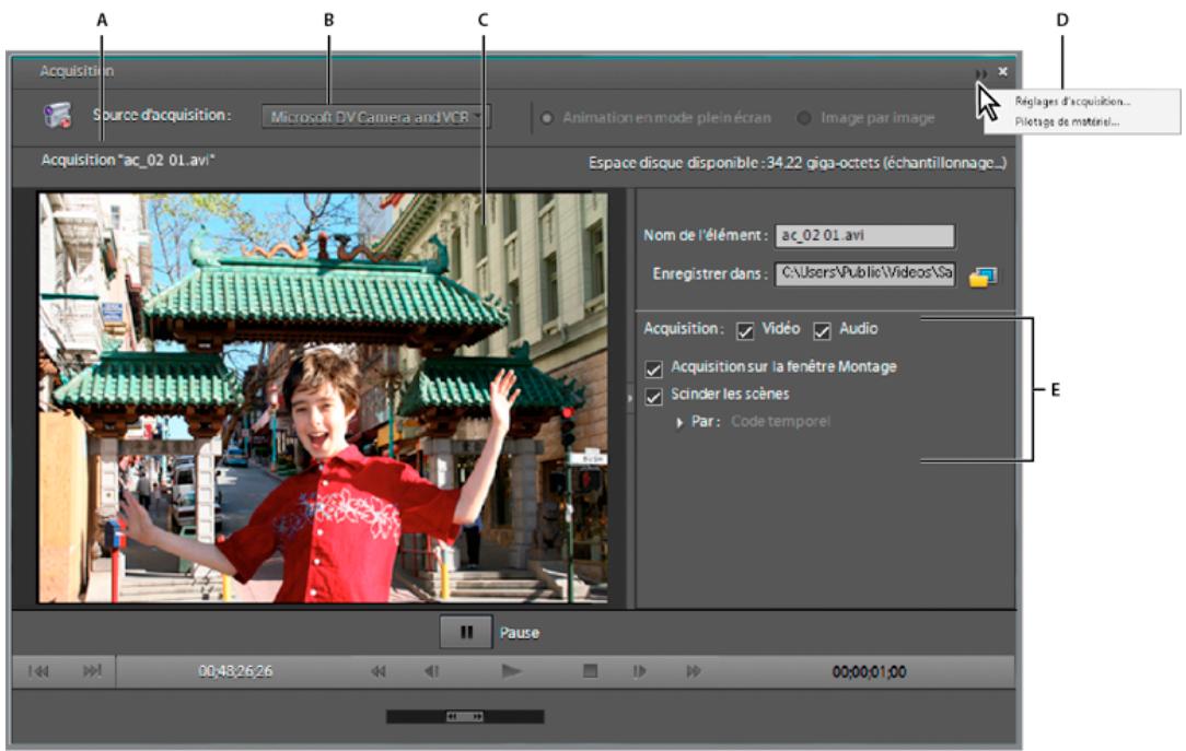 ADOBE PREMIERE ELEMENTS 10 - Présentation du panneau Acquisition - 1