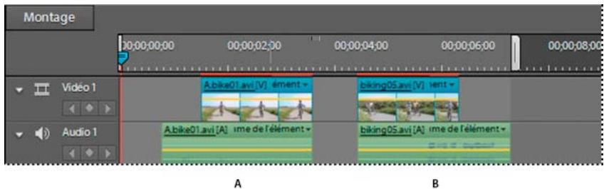 ADOBE PREMIERE ELEMENTS 10 - Prolongement de la piste audio avant ou après la video liée - 1