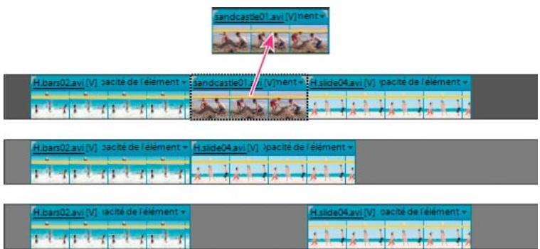 ADOBE PREMIERE ELEMENTS 10 - Suppression d'un élément dans le montage ou la ligne de scène - 1