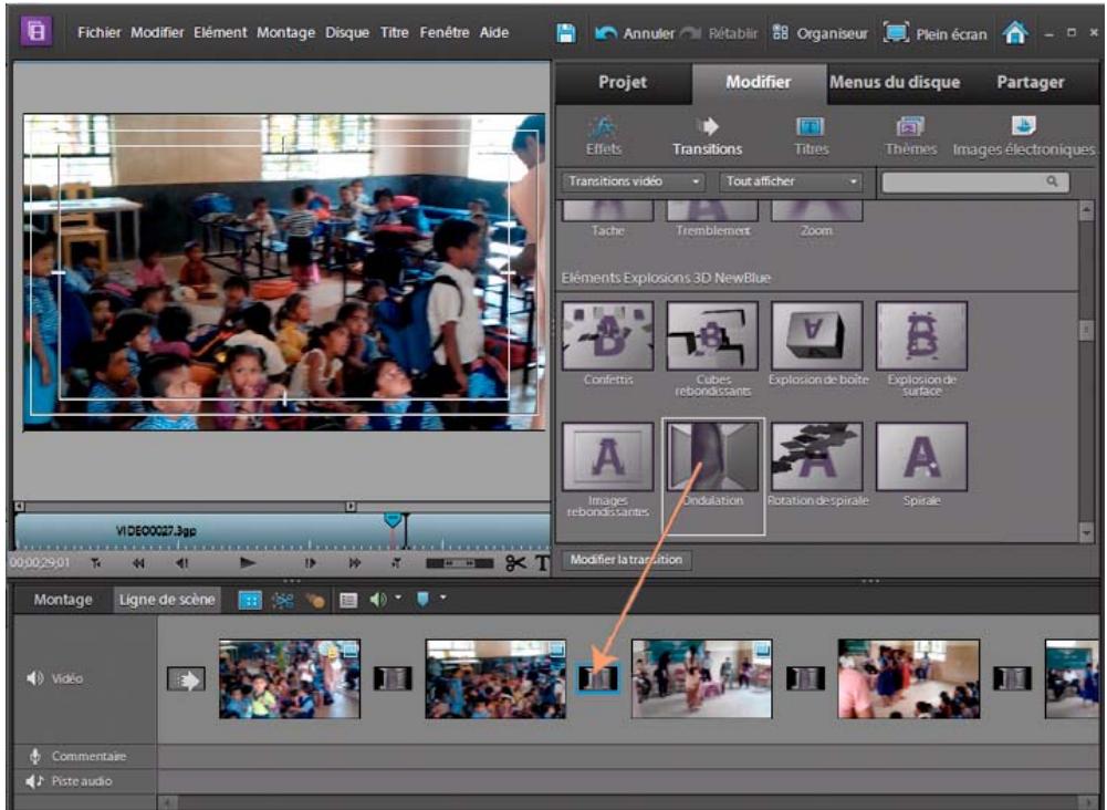 ADOBE PREMIERE ELEMENTS 10 - Application d'une transition à un côté dans la vue Ligne de scène - 1