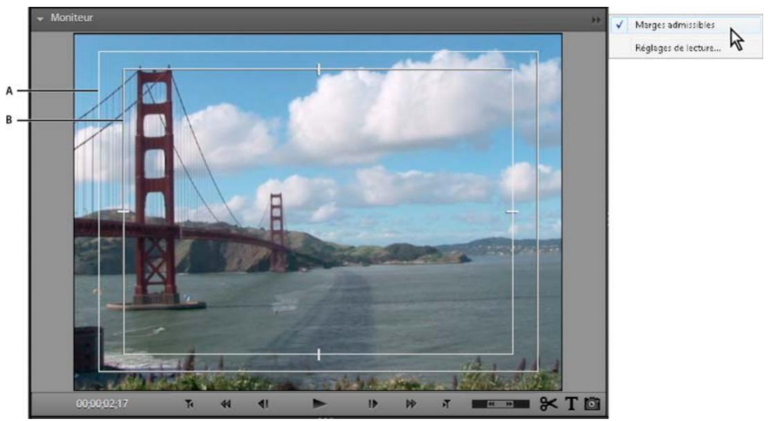 ADOBE PREMIERE ELEMENTS 10 - Affichage des zones admissibles dans le panneau Moniteur - 1