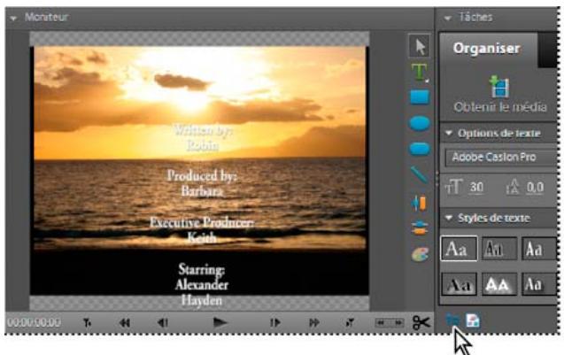 ADOBE PREMIERE ELEMENTS 10 - Creation d'un titre à déroulement vertical ou horizontal - 1