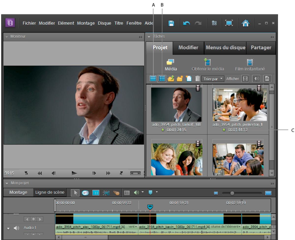 ADOBE PREMIERE ELEMENTS 10 - Présentation de la vue Média - 2