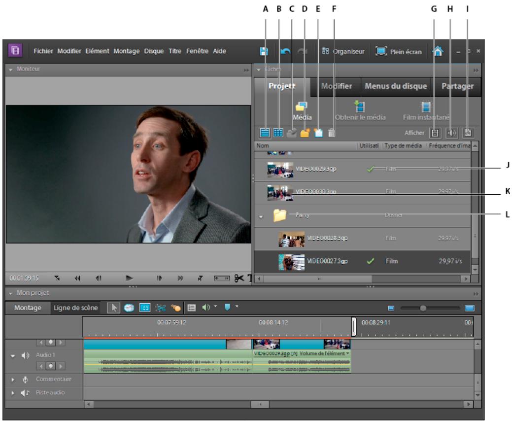 ADOBE PREMIERE ELEMENTS 10 - Présentation de la vue Média - 1