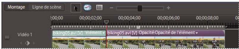ADOBE PREMIERE ELEMENTS 8 - Suppression d'images au centre d'un élément dans le panneau Montage - 1