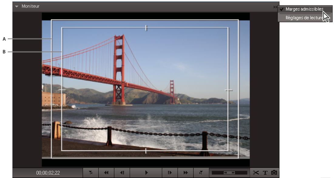 ADOBE PREMIERE ELEMENTS 8 - Affichage des zones admissibles dans le panneau Moniteur - 1