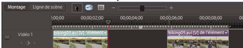 ADOBE PREMIERE ELEMENTS 8 - Suppression d'images au centre d'un élément dans le panneau Montage - 3