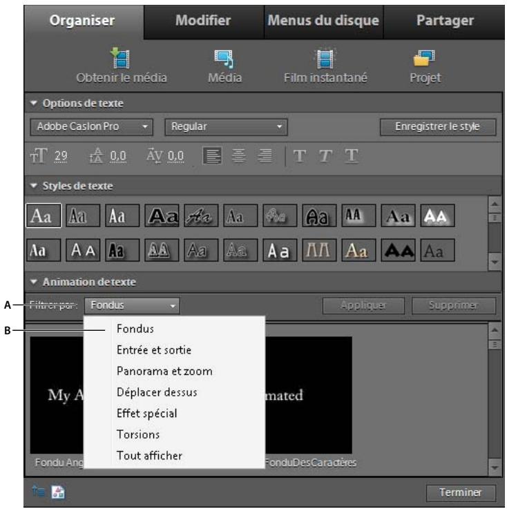 Organiser Modifier Menus du disque Partager Obtenir le média Média Film instantané Projet Options de texte Adobe Caslon Pro Regular Enregistrer le style T 29 A 0.0 AY 0.0 T T T Styles de texte Aa Aa Aa Aa Aa Aa Aa Aa Aa Aa Aa Aa Aa Aa Aa Aa Aa Aa Aa Aa Aa Animation de texte Fondus Appliquer Supprime…
