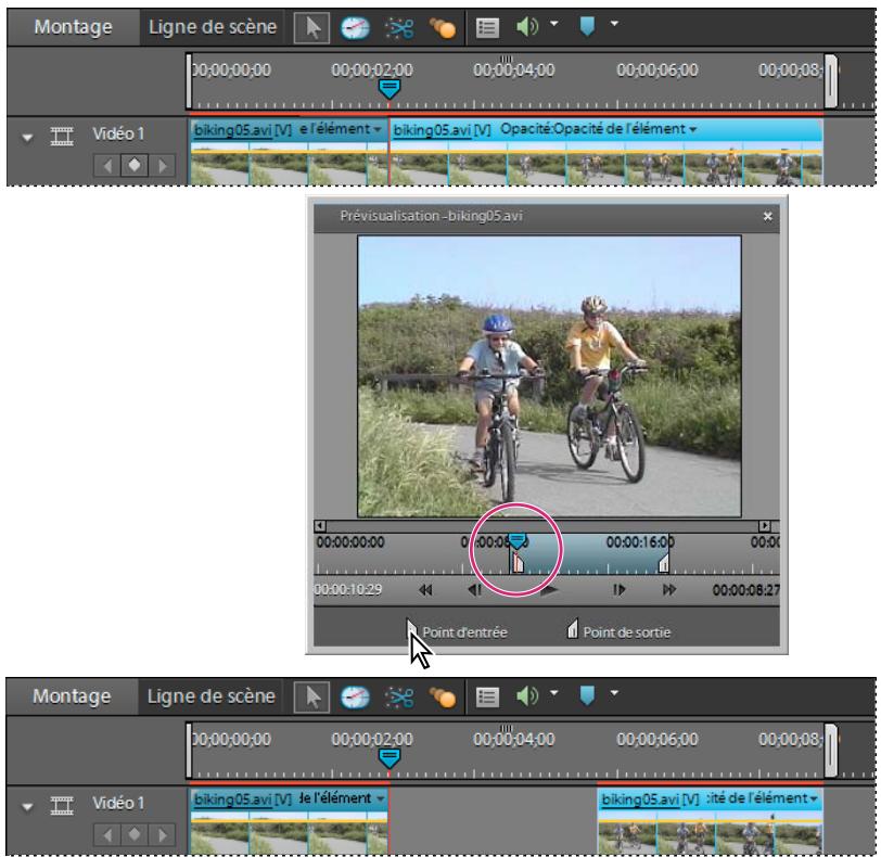 Montage Ligne de scène 00:00:00:00 00:00:02:00 00:00:04:00 00:00:06:00 00:00:08:00 Vidéo 1 biking05.avi [V] e l'élément biking05.avi [V] Opacité:Opacité de l'élément Prévisualisation -biking05.avi 00:00:00:00 00:00:16:00 00:00:19:29 00:00:27 Point d'entrée Point de sortie Montage Ligne de scène biki…