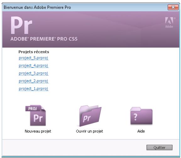 ADOBE PREMIERE PRO CS5 - Lancement ou ouverture d'un projet - 1