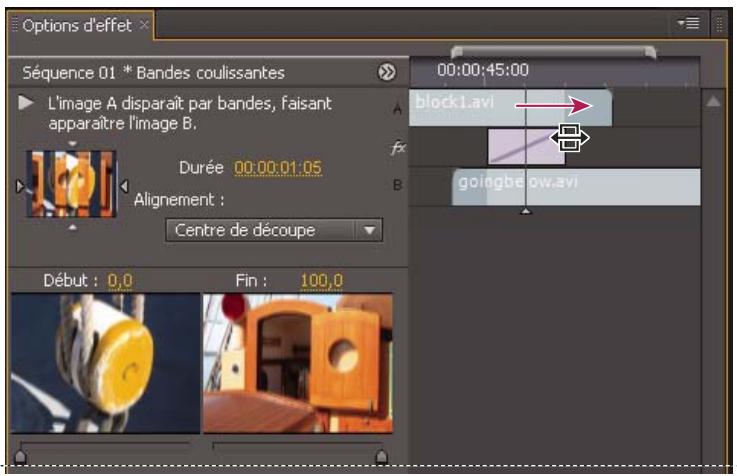 ADOBE PREMIERE PRO CS5 - Alignement d'une transition à l'aide du panneau Options d'effet - 1