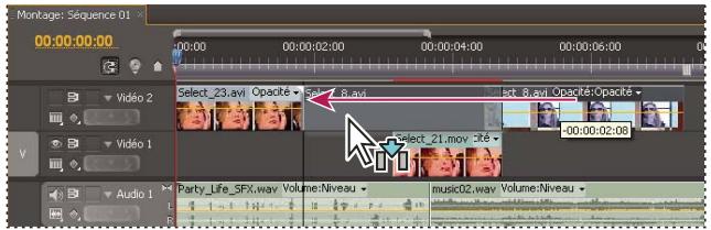 ADOBE PREMIERE PRO CS5 - Alignment d'un élément sur le bord d'un autre élément, sur une marque ou sur un indicateur d'instant créé - 2