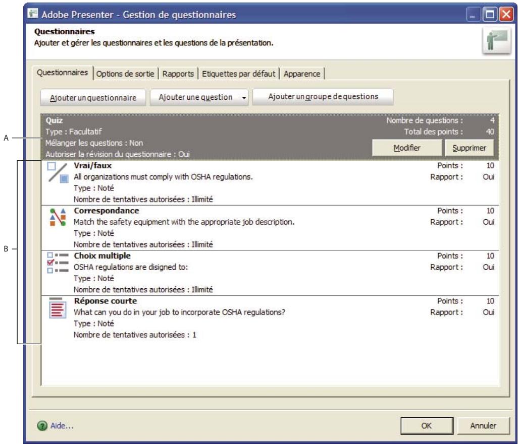 ADOBE PRESENTER 7.0 - A propos des questionnaires et des questions - 1