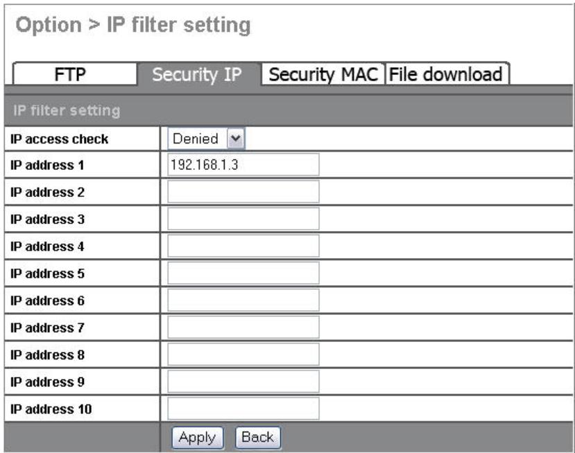 FUJITSU SIEMENS ACTIVY MEDIA SERVER 150 - Paramétrage filtré IP (sécurité IP) - 1
