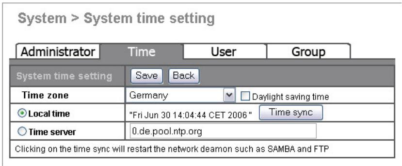 FUJITSU SIEMENS ACTIVY MEDIA SERVER 150 - Time - System Time Setting (Zeit - Systemzeit einstellen) - 1