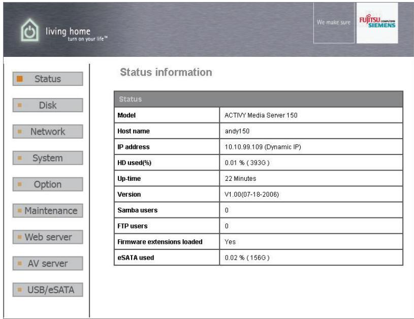 FUJITSU SIEMENS ACTIVY MEDIA SERVER 150 - Kennenlernen der GUI - 1