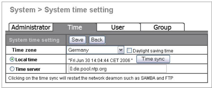 FUJITSU SIEMENS ACTIVY MEDIA SERVER 150 - Hora - Configuración de la hora del sistemas - 1