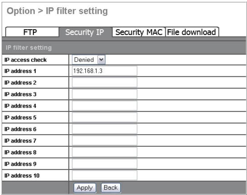 FUJITSU SIEMENS ACTIVY MEDIA SERVER 150 - Seguidad IP - Configuracion del filtro IP - 1