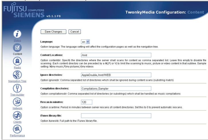 FUJITSU SIEMENS ACTIVY MEDIA SERVER 150 - Nota: 1. De moda predeterminada, el servidor AV busca en toda la parte accesible al usuario del disco duro integrado a exception de la carpeta predeterminada para contenido web /mnt/Web - 1