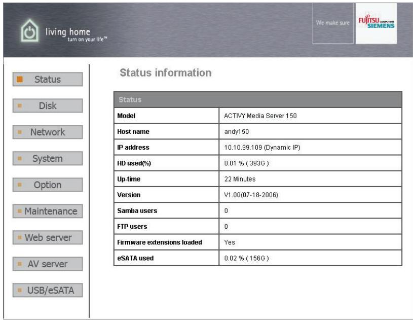 FUJITSU SIEMENS ACTIVY MEDIA SERVER 150 - Understanding the GUI - 1