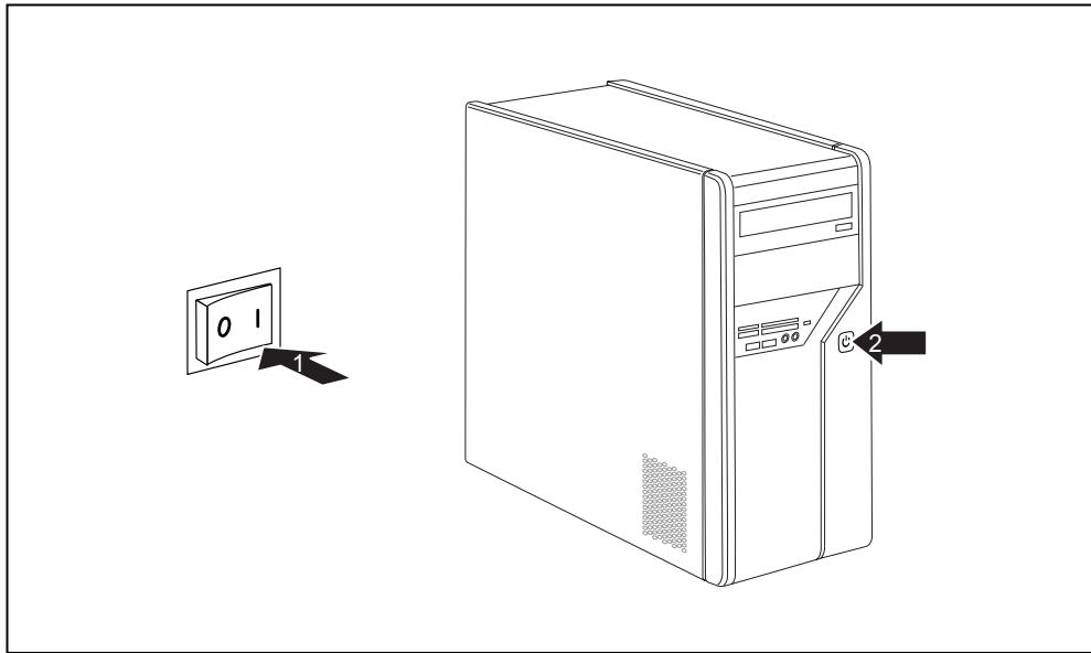 FUJITSU SIEMENS AMILO DESKTOP LI 3410 - Accensione monitor e apparecchio - 1