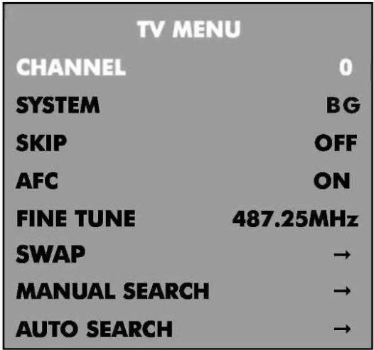 TOKAI LTL-1411 - Le menu TV - 1