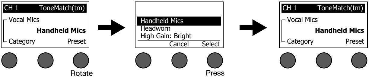 BOSE CONTROLEUR AUDIO T1 TONEMATCH - Selecting a ToneMatch™ preset - 3