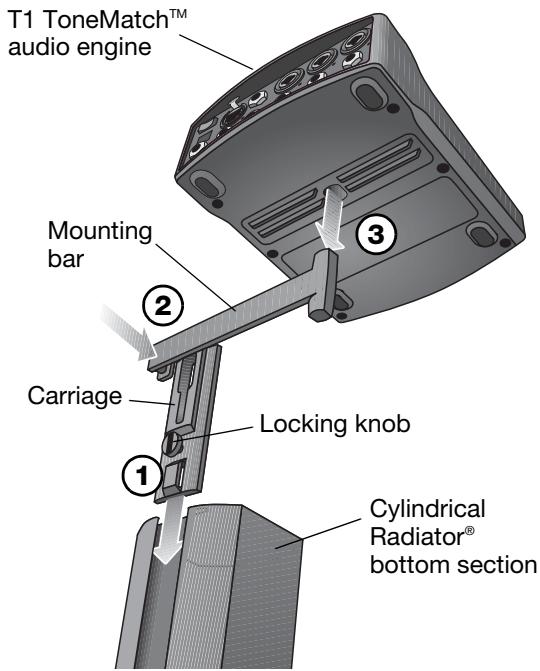 BOSE CONTROLEUR AUDIO T1 TONEMATCH - The Cylindrical Radiator® top section needs to be removed for this installation. - 1