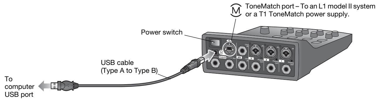 BOSE CONTROLEUR AUDIO T1 TONEMATCH - Connecting the T1 to your computer - 1