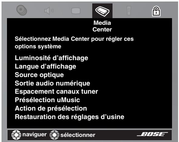 BOSE LIFESTYLE 48 - Options du media center - 1