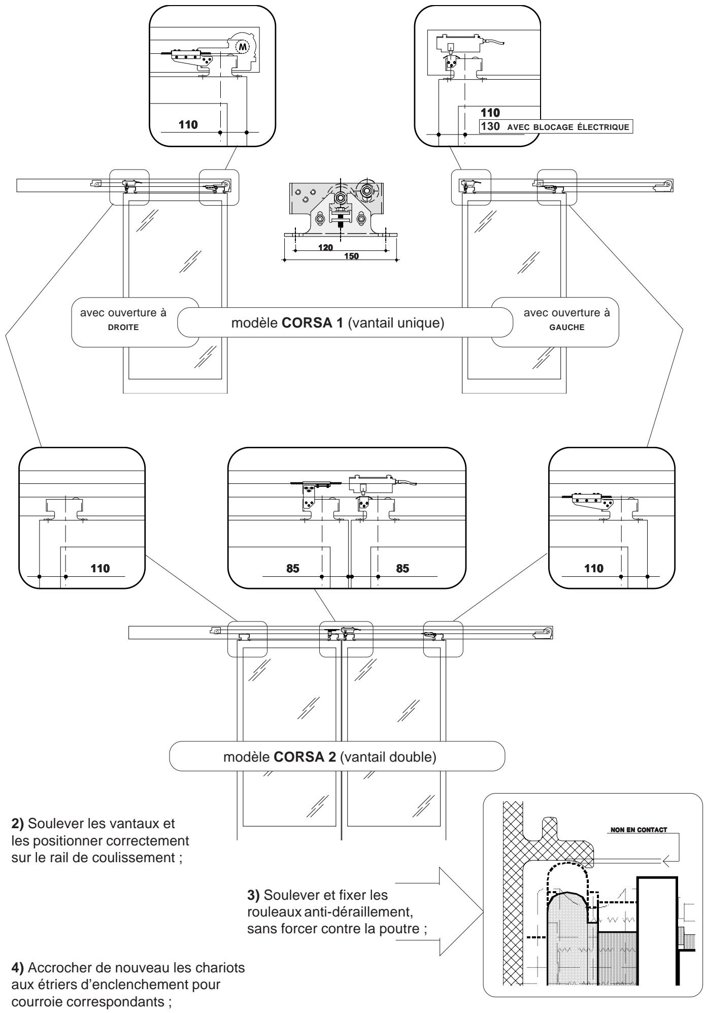 CAME CORSA 2 - VANTAIL/VANTAUX AVEC CHASSIS SANS PROFILE DE GUIDAGE INFERIEUR - 15