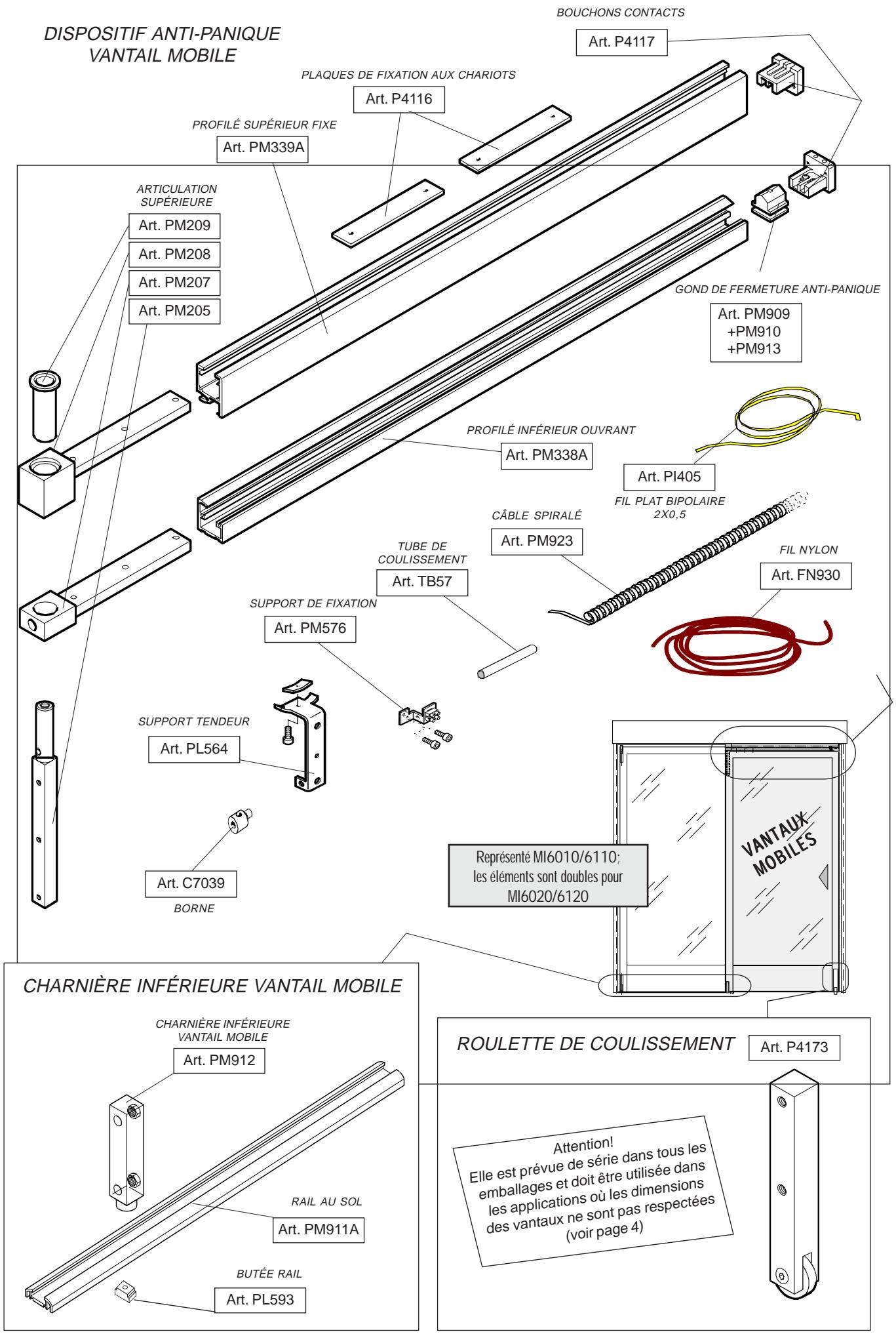 CAME MI6010 - Éléments kit anti-panique par poussée - 1