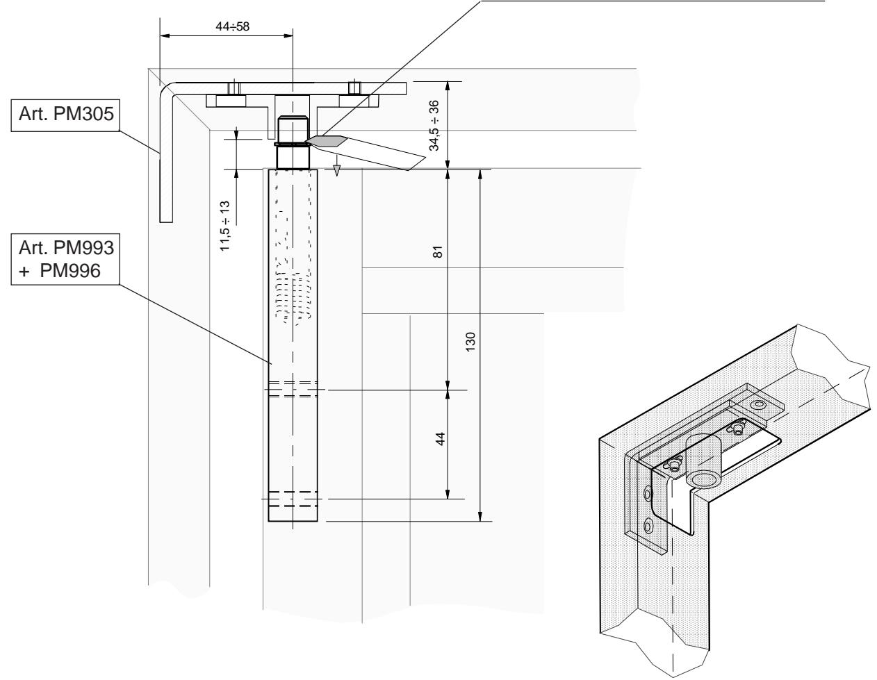 CAME MI6030 - Pour monter levantail fixe, - 1