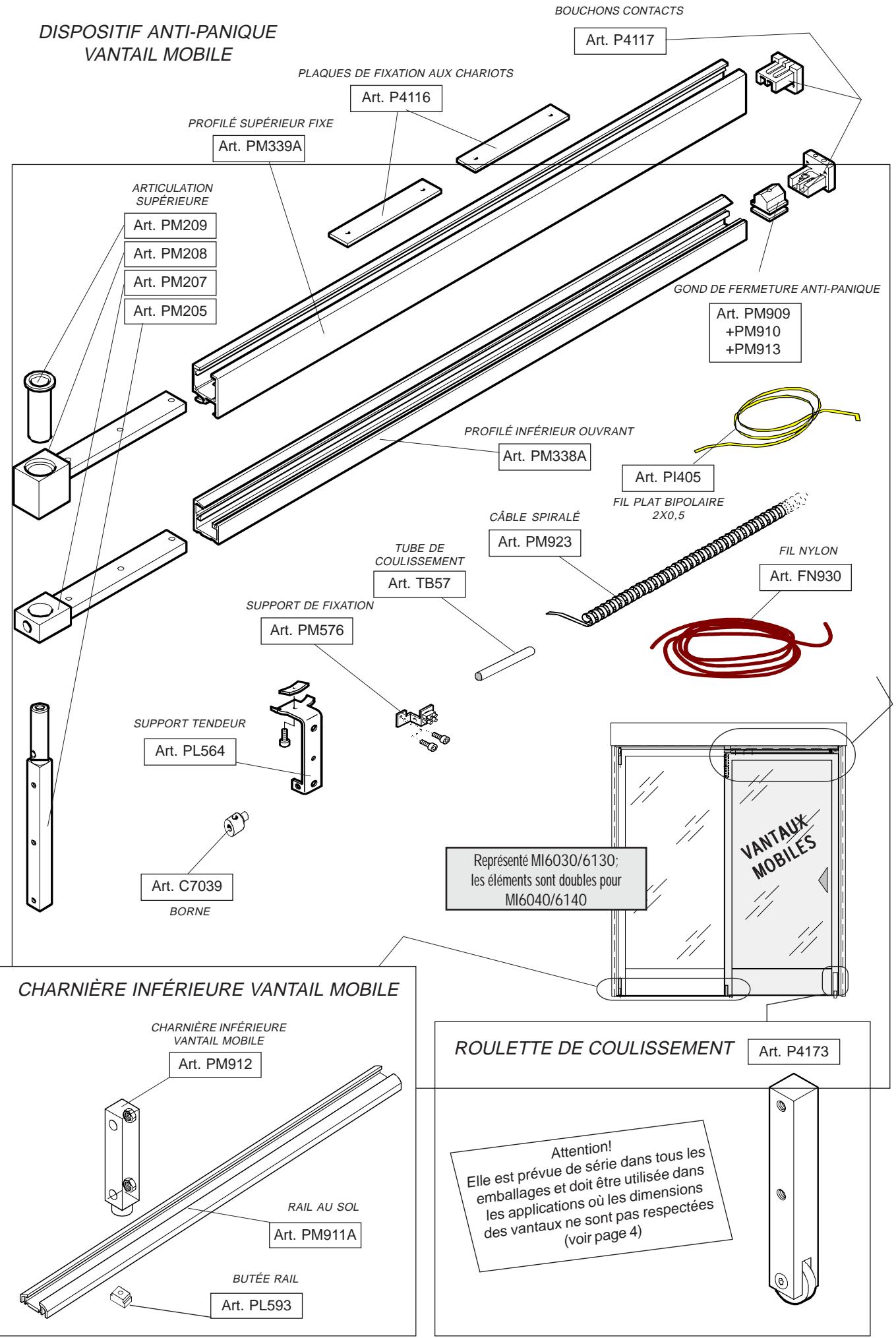 CAME MI6030 - Eléments kit anti-panique par poussée - 1