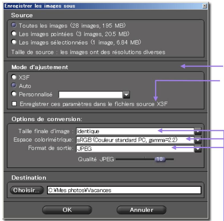 SIGMA PHOTO PRO 2.5 - Options de conversion - 1