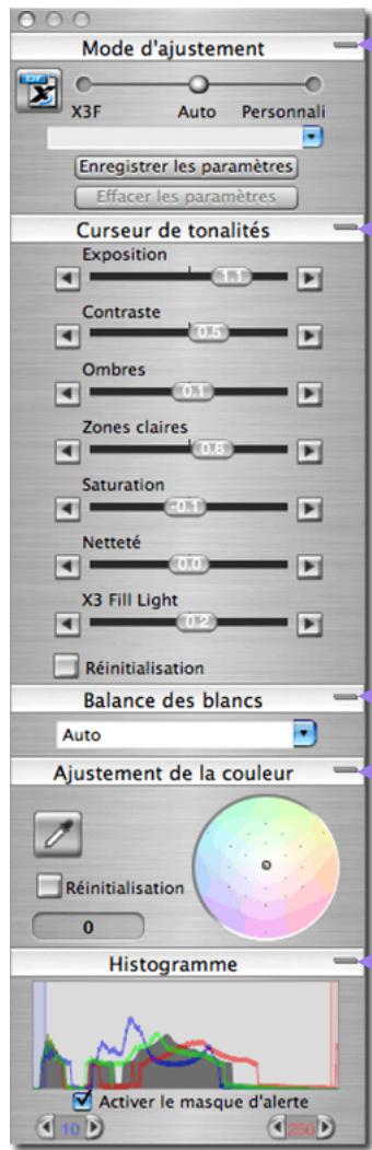 SIGMA PHOTO PRO 3.2 - Ouverture et fermetre de la Fenêtre des commandes d'AJustement - 2
