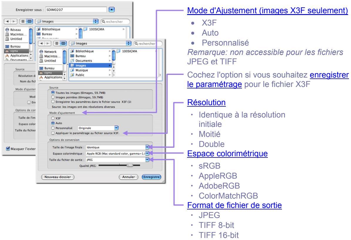 SIGMA PHOTO PRO 3.2 - Options de conversion - 1