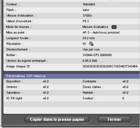 SIGMA PHOTO PRO 3.5 - Fenêtre d'Information - 1